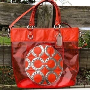Coach 15021 Red Transparent Clear Tote Colette Bag